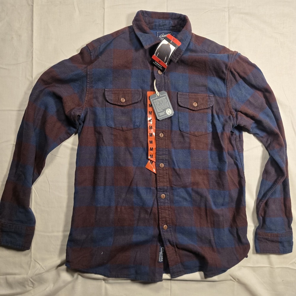 NWT Grayers Men's Heritage Flannel Long Sleeve Cotton Plaid Blue Maroon Medium